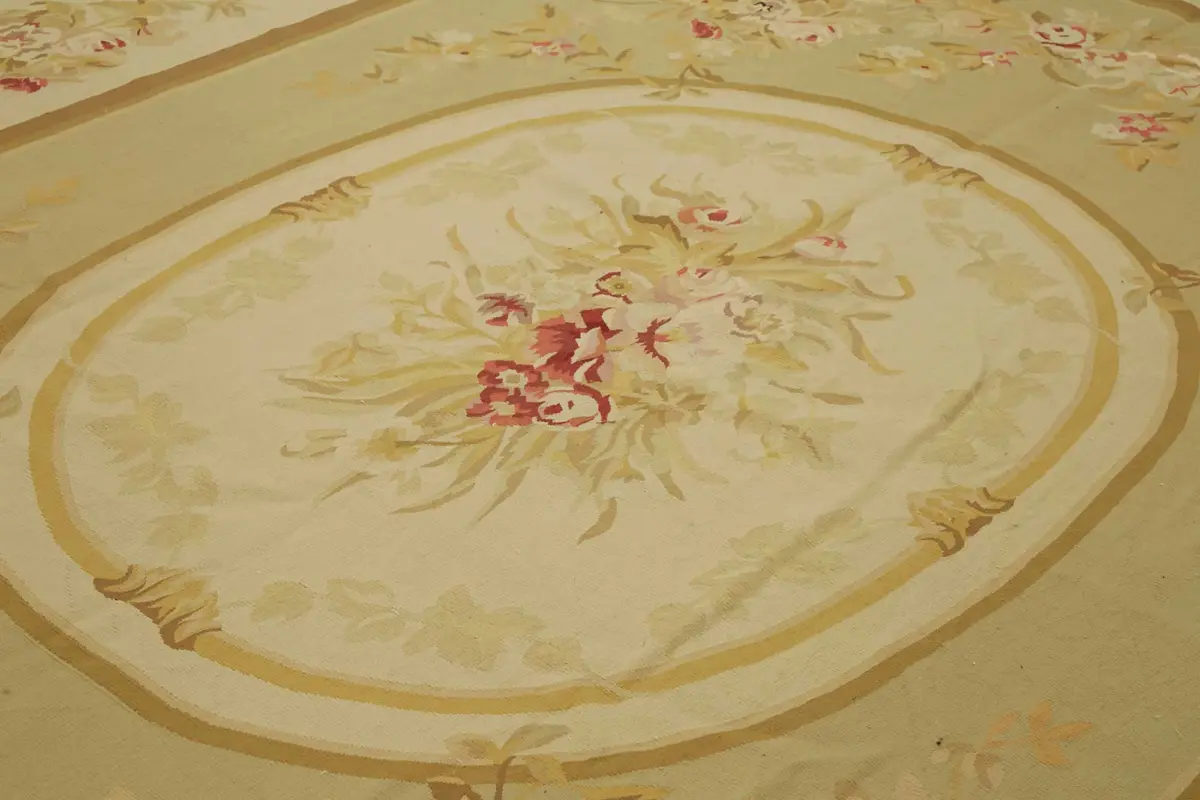 Aubusson Eskitme Bej Pamuk Üzerine Yün El Dokuma Halı-299x422 - Görsel 5