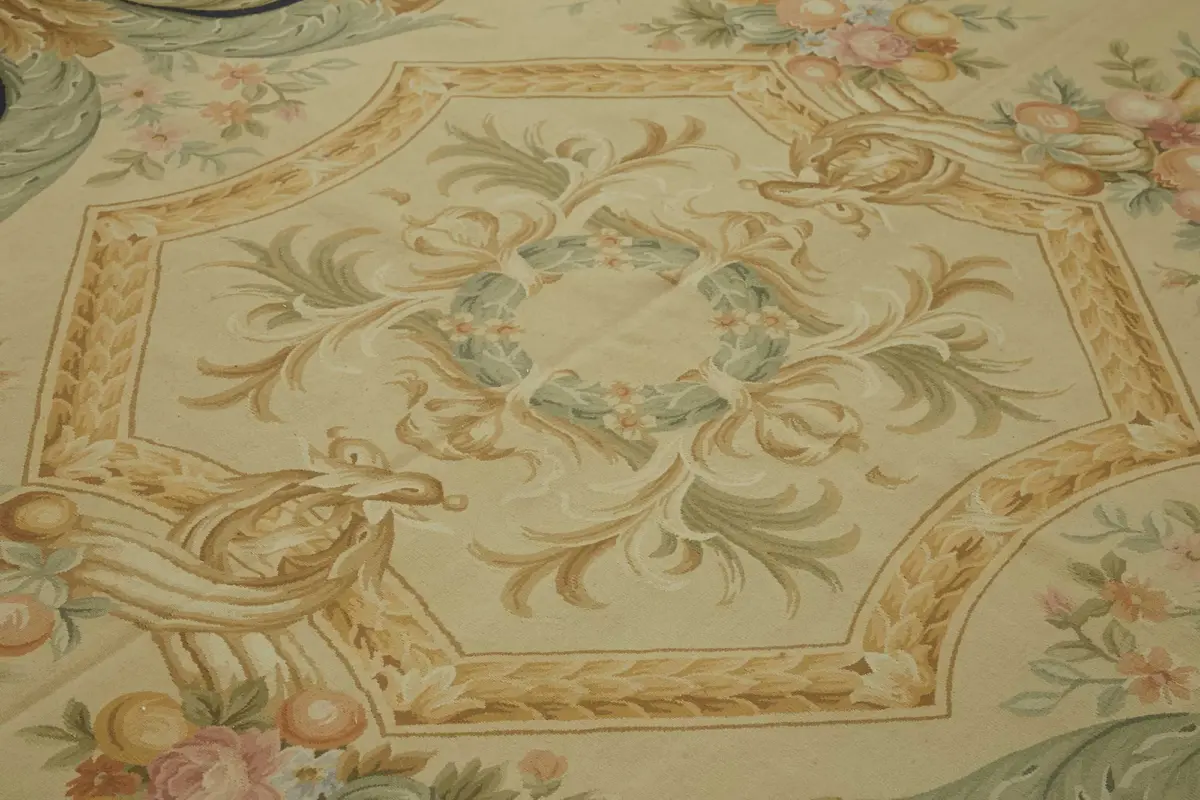 Aubusson Eskitme Bej Pamuk Üzerine Yün El Dokuma Halı-306x435 - Görsel 5