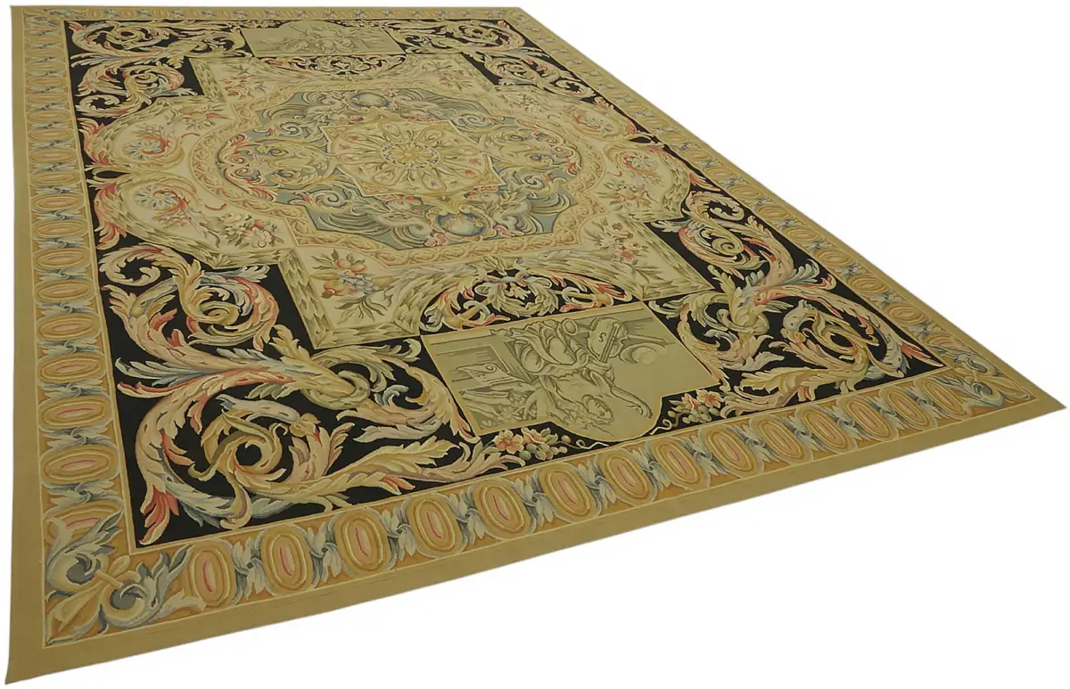 Aubusson Eskitme Bej Pamuk Üzerine Yün El Dokuma Halı-268x380 - Görsel 2