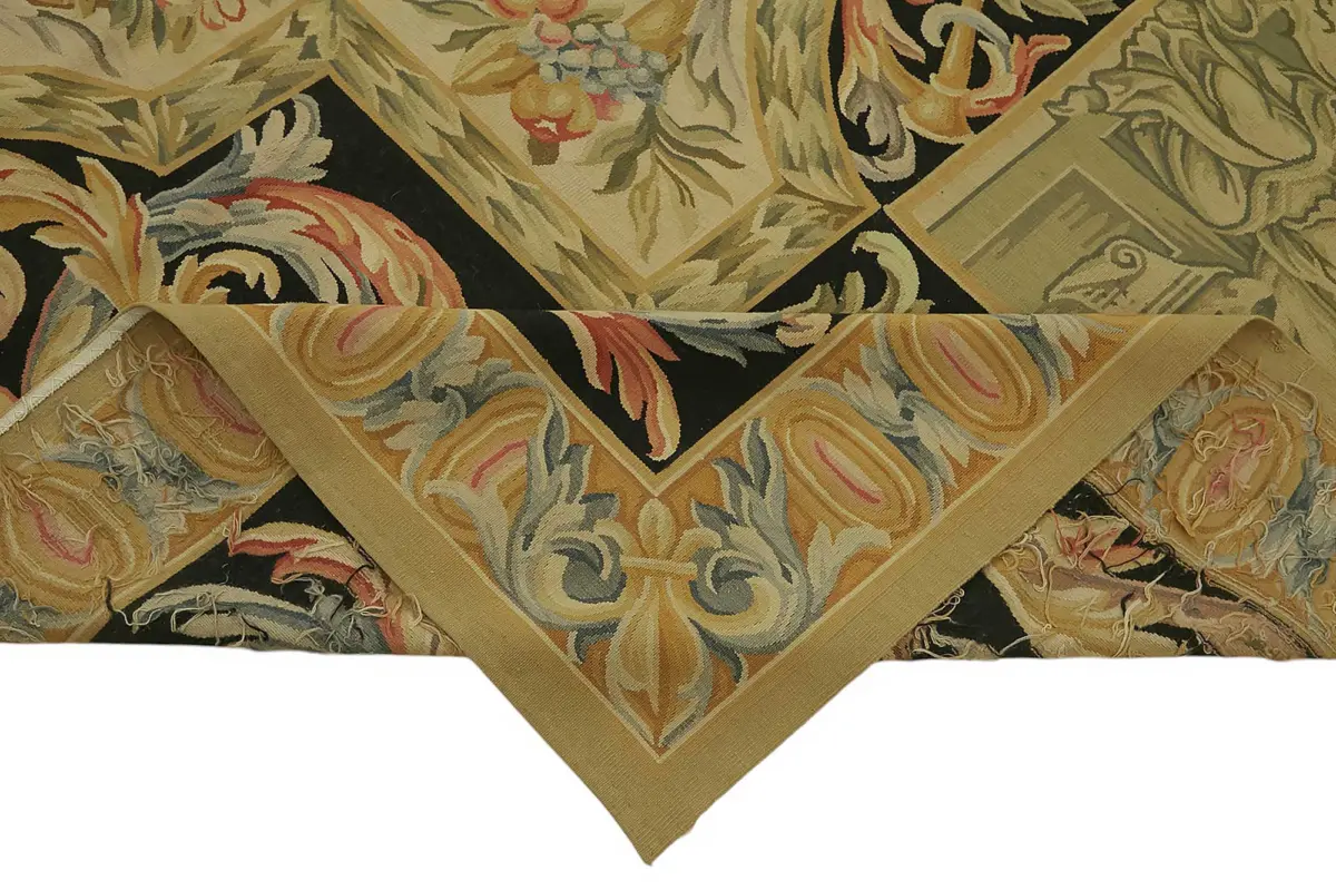 Aubusson Eskitme Bej Pamuk Üzerine Yün El Dokuma Halı-268x380 - Görsel 6