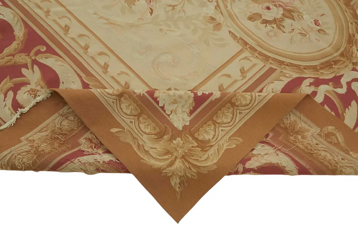 Aubusson Eskitme Bej Pamuk Üzerine Yün El Dokuma Halı-300x432 - Görsel 6