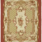 Aubusson Eskitme Bej Pamuk Üzerine Yün El Dokuma Halı-272x353