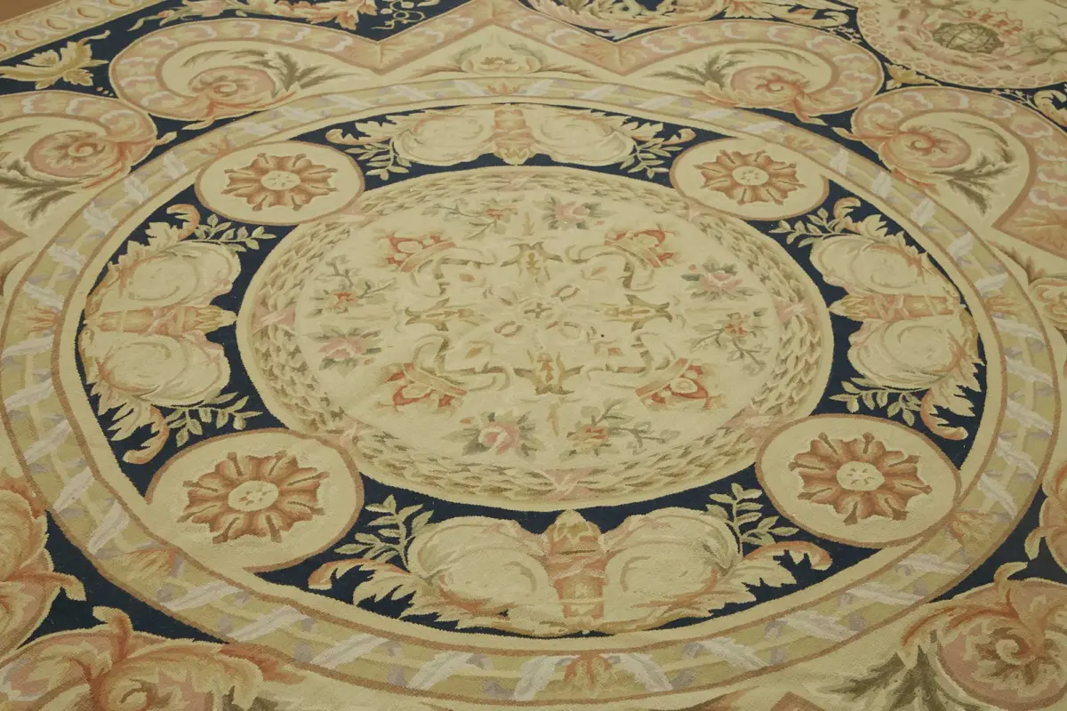 Aubusson Eskitme Bej Pamuk Üzerine Yün El Dokuma Halı-272x376 - Görsel 5