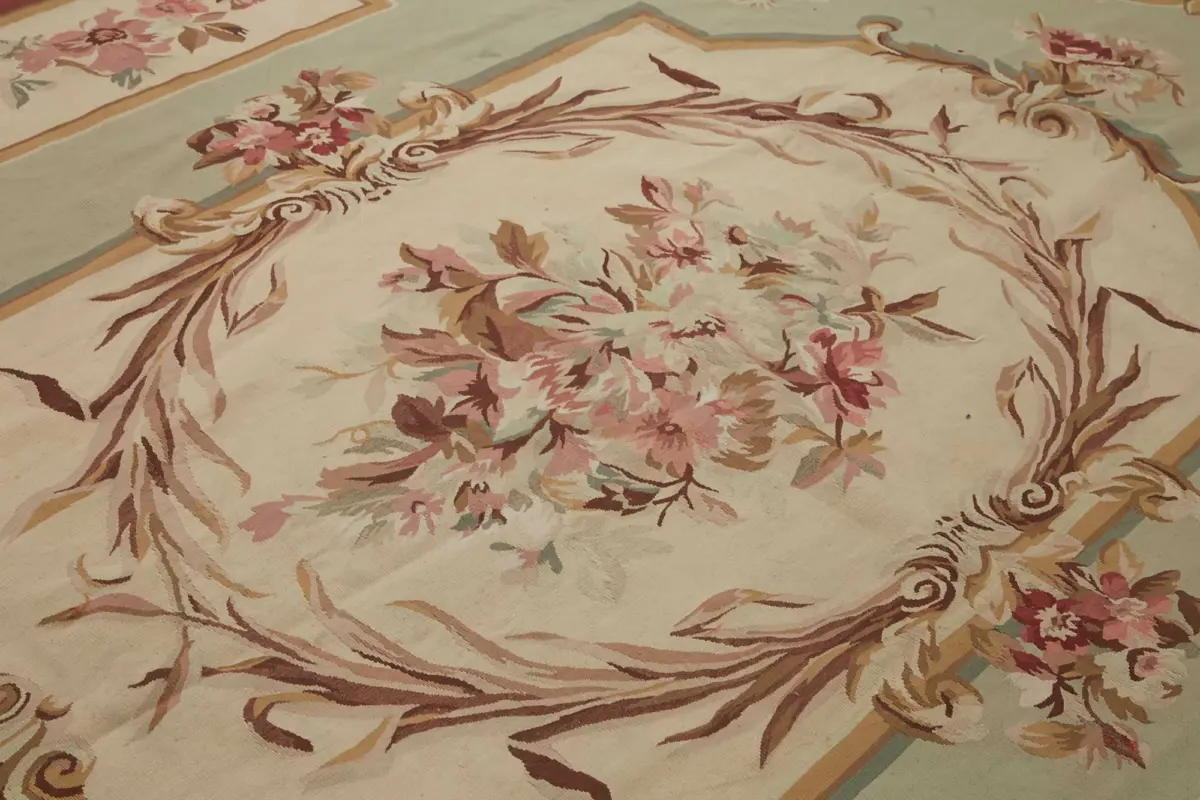 Aubusson Eskitme Bej Pamuk Üzerine Yün El Dokuma Halı-265x370 - Görsel 5