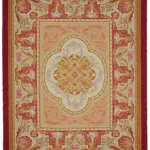 Aubusson Eskitme Bej Pamuk Üzerine Yün El Dokuma Halı-280x350