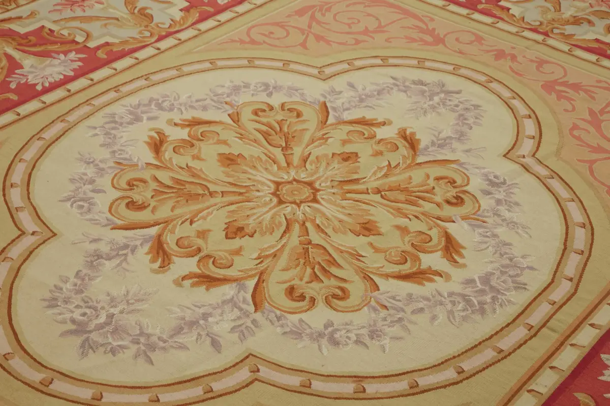 Aubusson Eskitme Bej Pamuk Üzerine Yün El Dokuma Halı-280x350 - Görsel 5