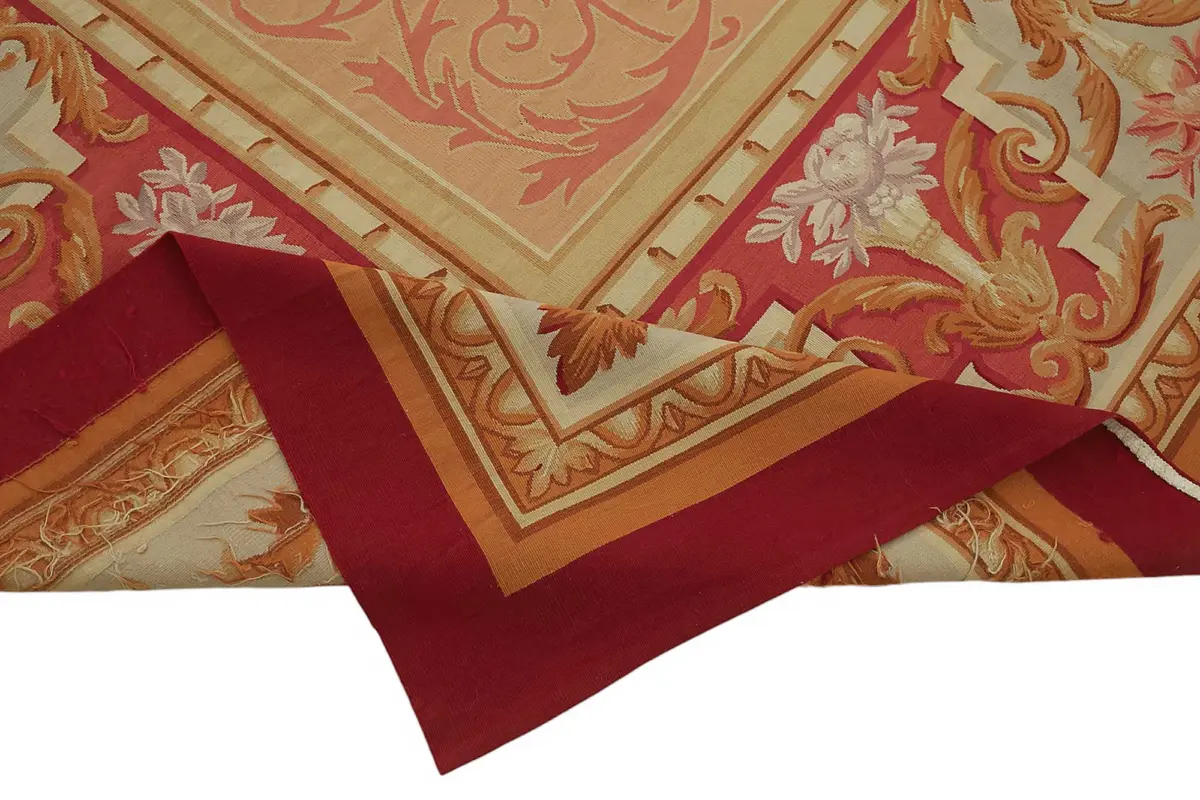 Aubusson Eskitme Bej Pamuk Üzerine Yün El Dokuma Halı-280x350 - Görsel 6