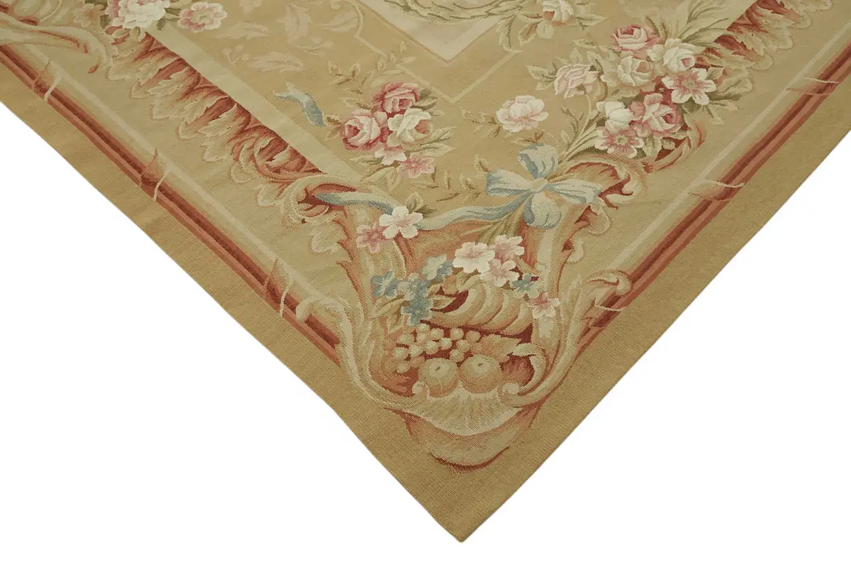 Aubusson Eskitme Bej Pamuk Üzerine Yün El Dokuma Halı-298x439 - Görsel 4
