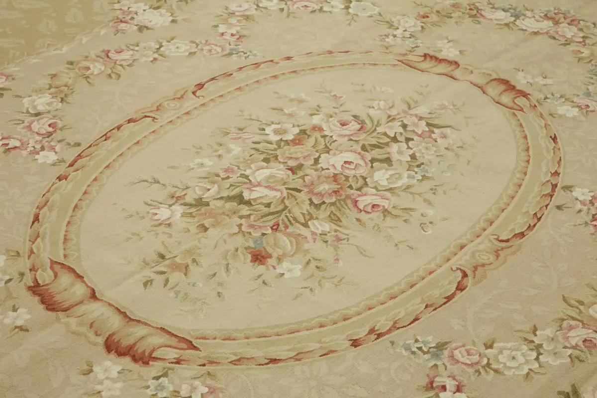 Aubusson Eskitme Bej Pamuk Üzerine Yün El Dokuma Halı-298x439 - Görsel 5