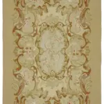 Aubusson Eskitme Bej Pamuk Üzerine Yün El Dokuma Halı-176x270