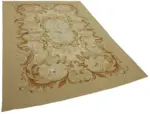 Aubusson Eskitme Bej Pamuk Üzerine Yün El Dokuma Halı-176x270 - Görsel 2