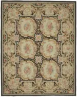 Aubusson Eskitme Bej Pamuk Üzerine Yün El Dokuma Halı-238x303