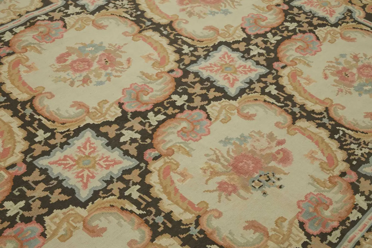 Aubusson Eskitme Bej Pamuk Üzerine Yün El Dokuma Halı-238x303 - Görsel 5