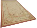 Aubusson Eskitme Bej Pamuk Üzerine Yün El Dokuma Halı-201x405 - Görsel 2
