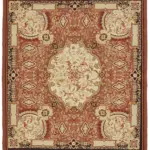 Aubusson Eskitme Bej Pamuk Üzerine Yün El Dokuma Halı-277x357