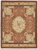 Aubusson Eskitme Bej Pamuk Üzerine Yün El Dokuma Halı-277x357