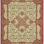 Aubusson Eskitme Bej Pamuk Üzerine Yün El Dokuma Halı-273x354