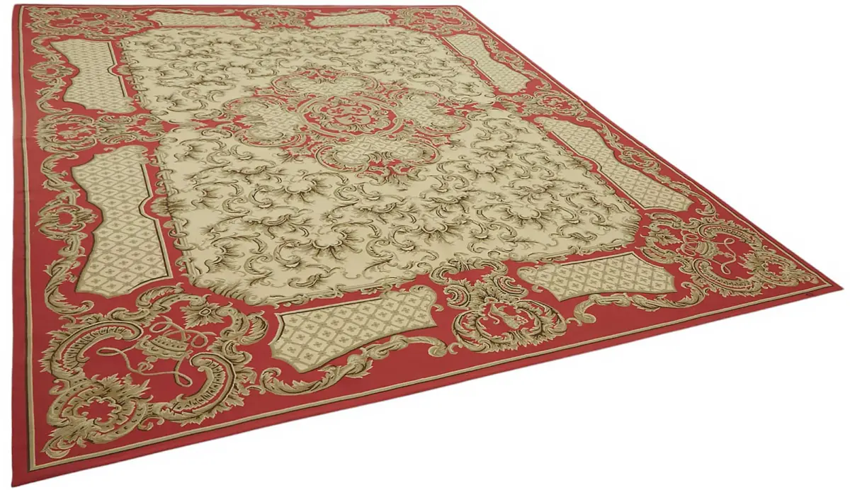 Aubusson Eskitme Bej Pamuk Üzerine Yün El Dokuma Halı-273x354 - Görsel 2