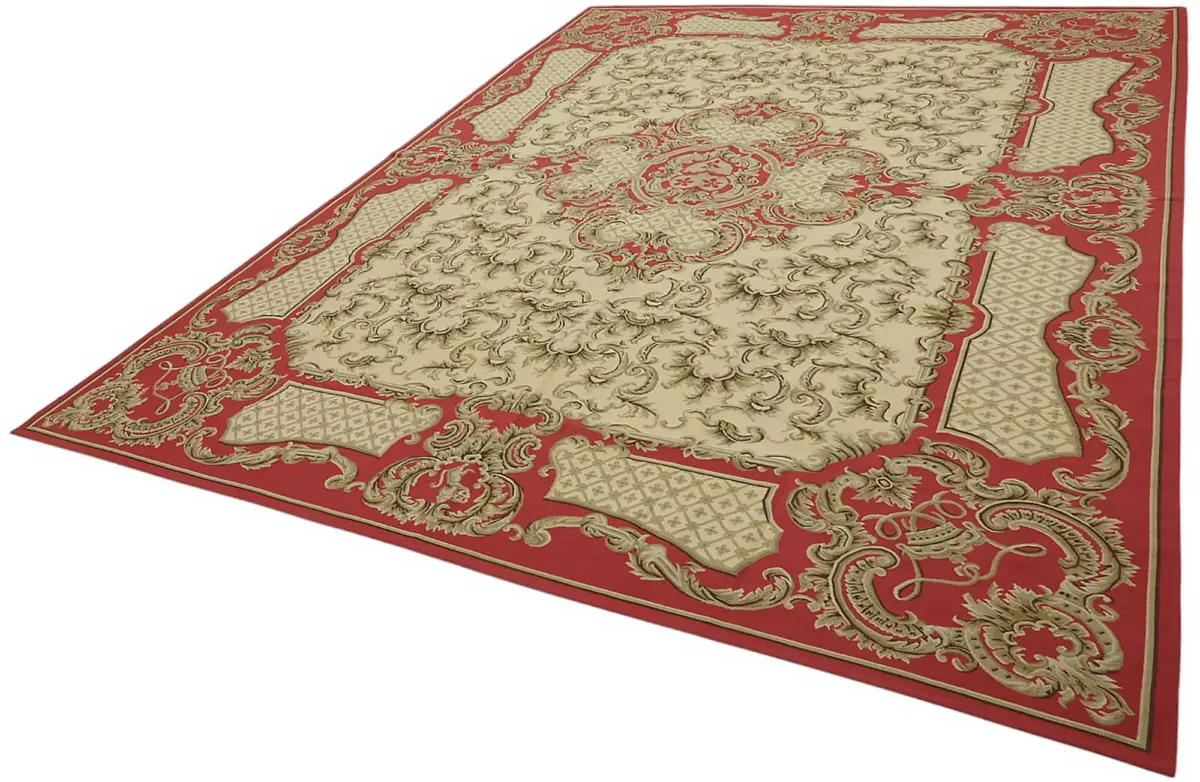 Aubusson Eskitme Bej Pamuk Üzerine Yün El Dokuma Halı-273x354 - Görsel 3