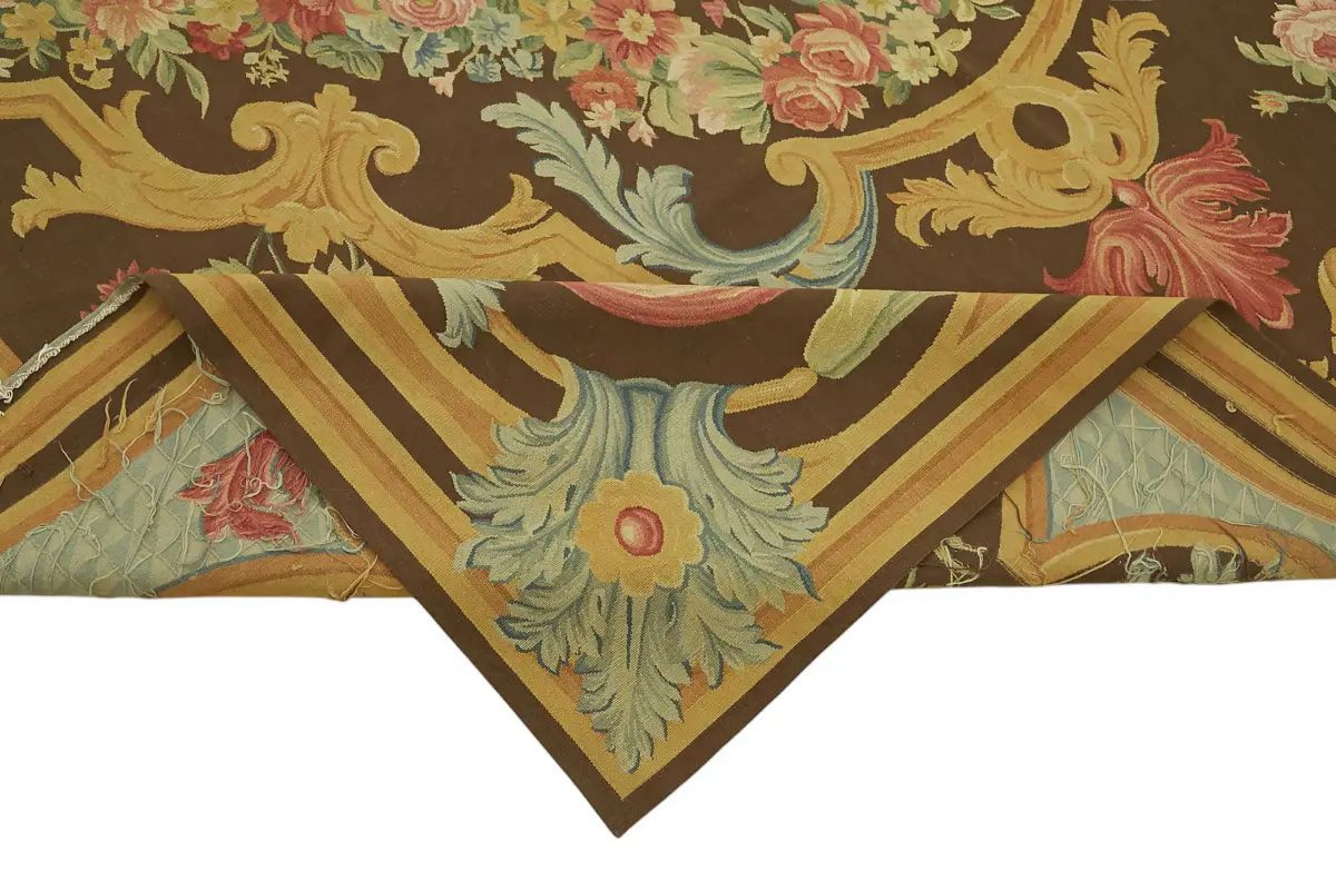 Aubusson Eskitme Bej Pamuk Üzerine Yün El Dokuma Halı-271x370 - Görsel 6