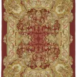 Aubusson Eskitme Bej Pamuk Üzerine Yün El Dokuma Halı-255x310