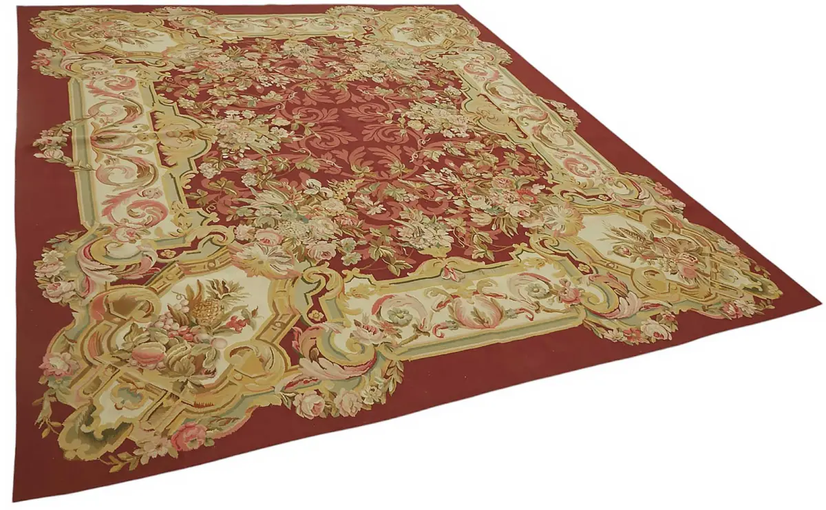 Aubusson Eskitme Bej Pamuk Üzerine Yün El Dokuma Halı-255x310 - Görsel 2