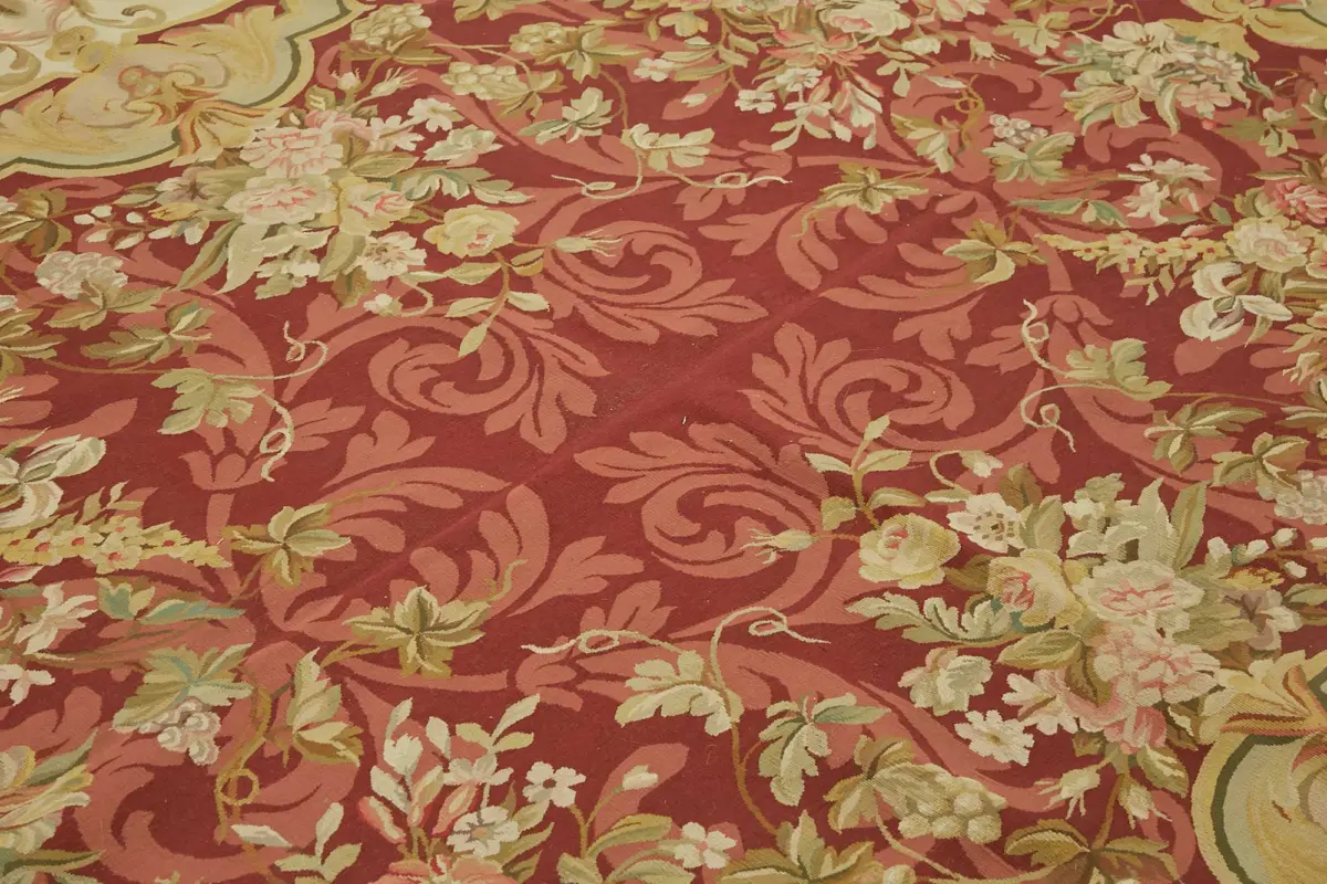 Aubusson Eskitme Bej Pamuk Üzerine Yün El Dokuma Halı-255x310 - Görsel 5