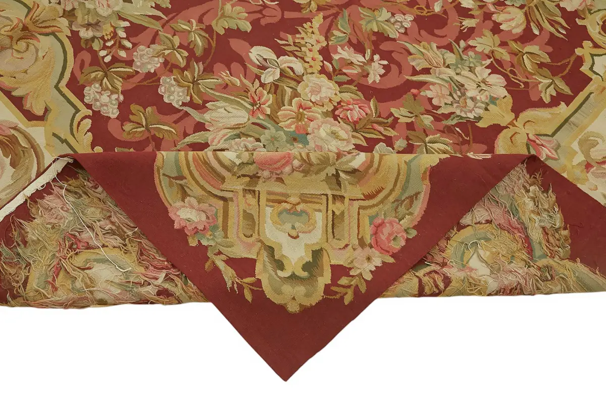 Aubusson Eskitme Bej Pamuk Üzerine Yün El Dokuma Halı-255x310 - Görsel 6