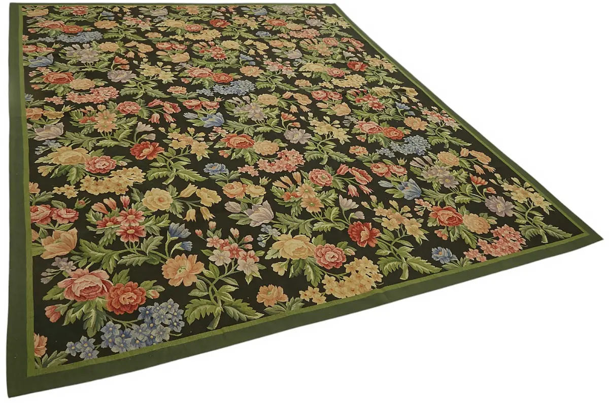 Aubusson Eskitme Bej Pamuk Üzerine Yün El Dokuma Halı-238x306 - Görsel 2