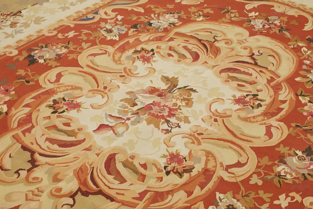 Aubusson Eskitme Bej Pamuk Üzerine Yün El Dokuma Halı-265x366 - Görsel 5