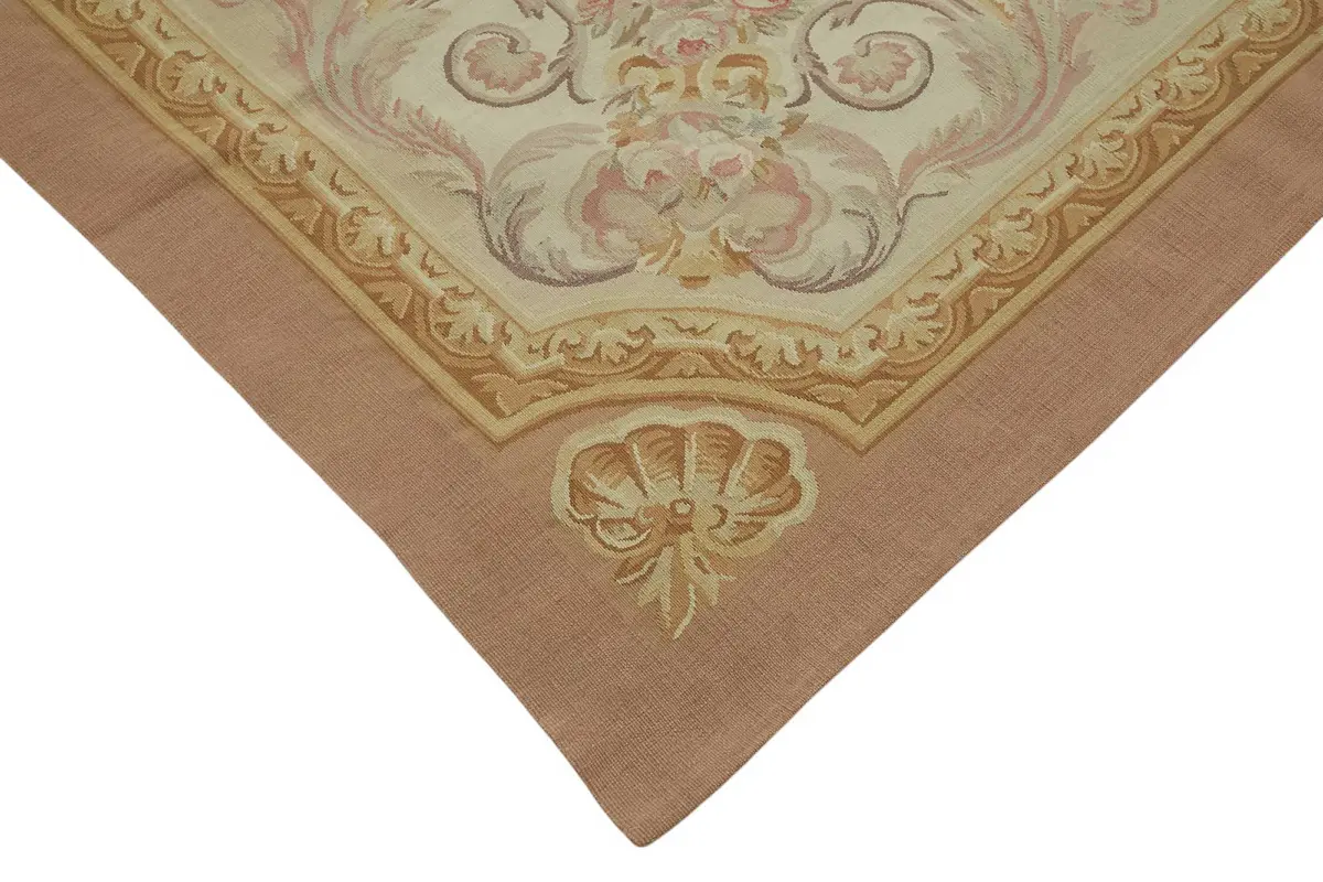 Aubusson Eskitme Bej Pamuk Üzerine Yün El Dokuma Halı-297x428 - Görsel 4