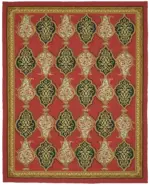 Aubusson Eskitme Kırmızı Pamuk Üzeirne Yün El Dokuma Halı-272x346