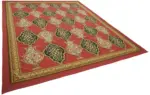 Aubusson Eskitme Kırmızı Pamuk Üzeirne Yün El Dokuma Halı-272x346 - Görsel 2