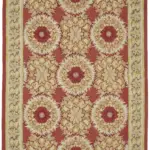 Aubusson Eskitme Bej Pamuk Üzerine Yün El Dokuma Halı-267x361