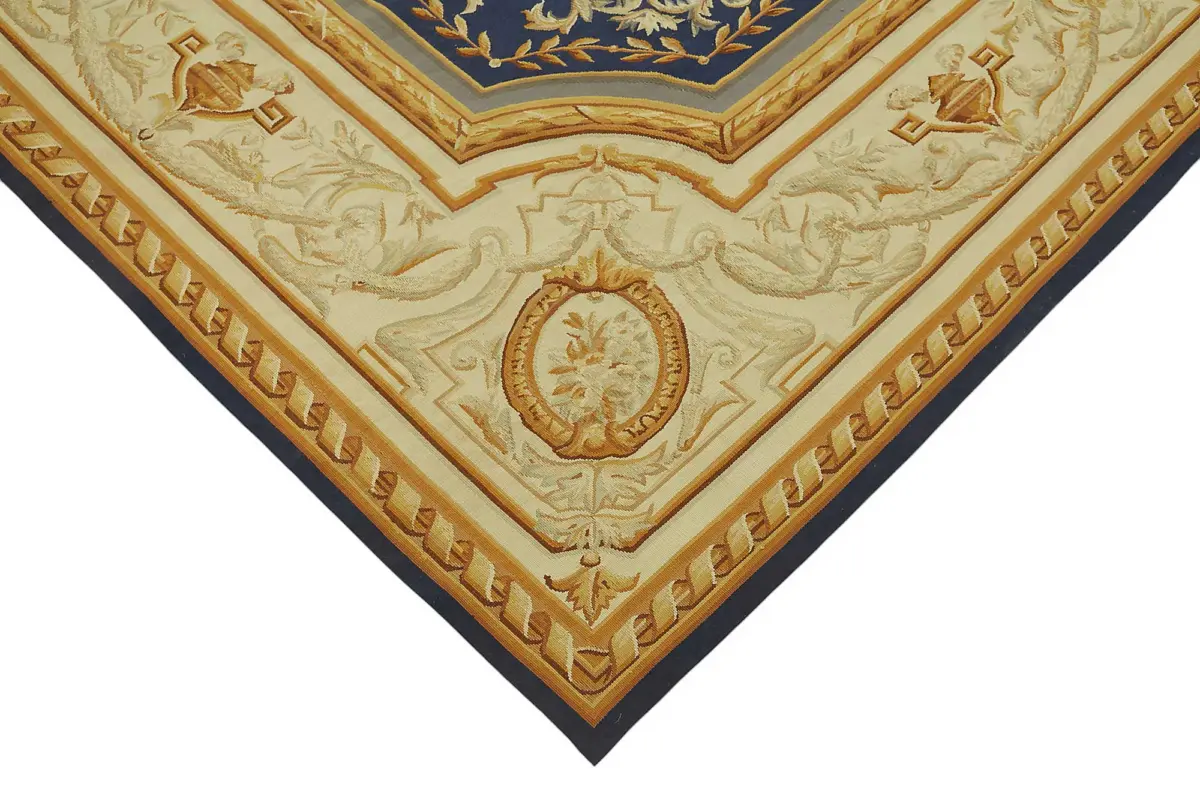 Aubusson Eskitme Bej Pamuk Üzerine Yün El Dokuma Halı-177x267 - Görsel 4