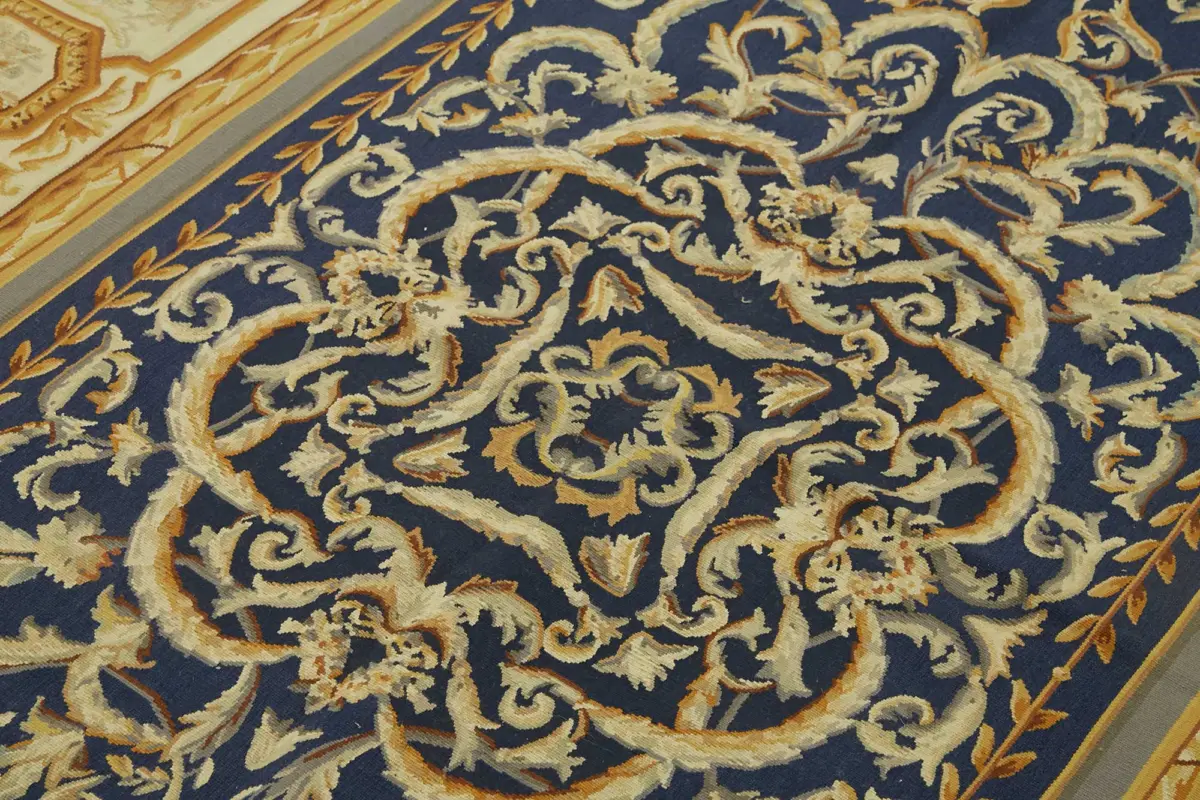 Aubusson Eskitme Bej Pamuk Üzerine Yün El Dokuma Halı-177x267 - Görsel 5