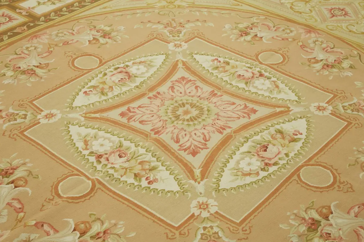 Aubusson Eskitme Bej Pamuk Üzerine Yün El Dokuma Halı-268x373 - Görsel 5