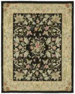 Aubusson Eskitme Bej Pamuk Üzerine Yün El Dokuma Halı-242x311