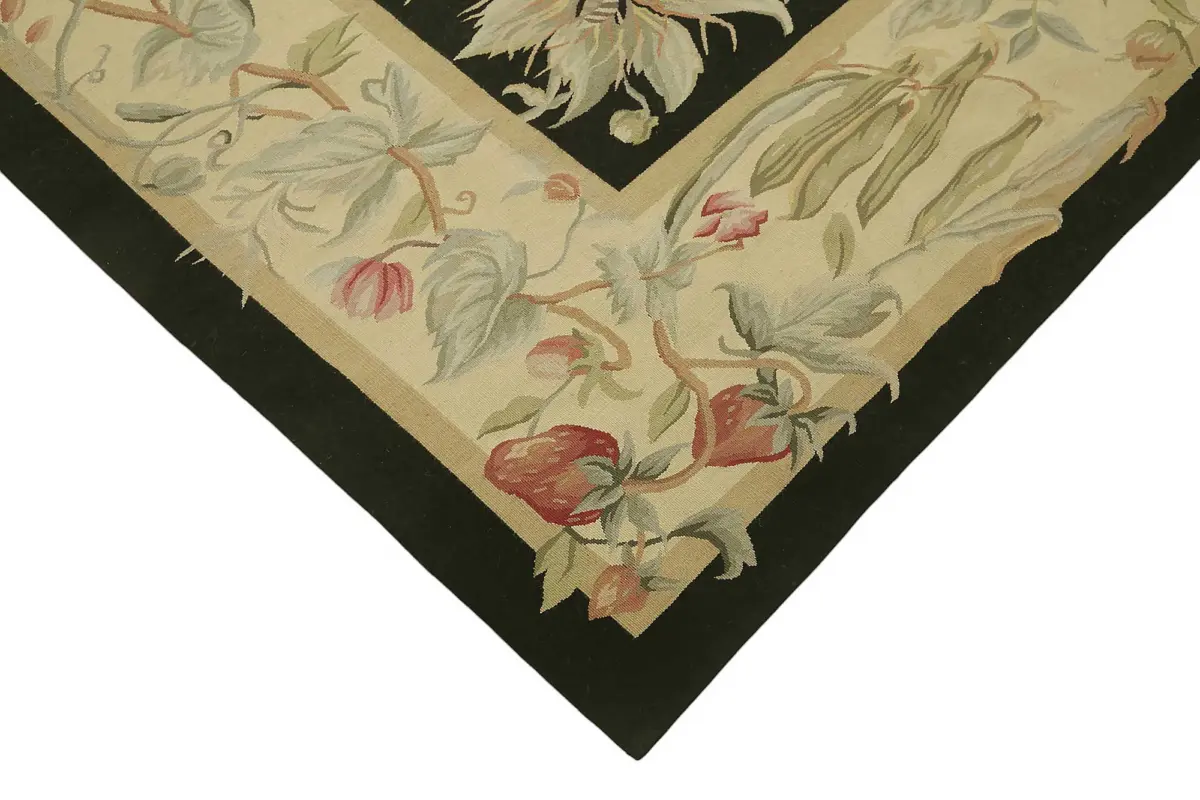 Aubusson Eskitme Bej Pamuk Üzerine Yün El Dokuma Halı-242x311 - Görsel 4