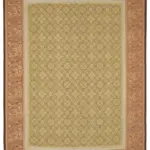 Aubusson Eskitme Bej Pamuk Üzerine Yün El Dokuma Halı-264x353