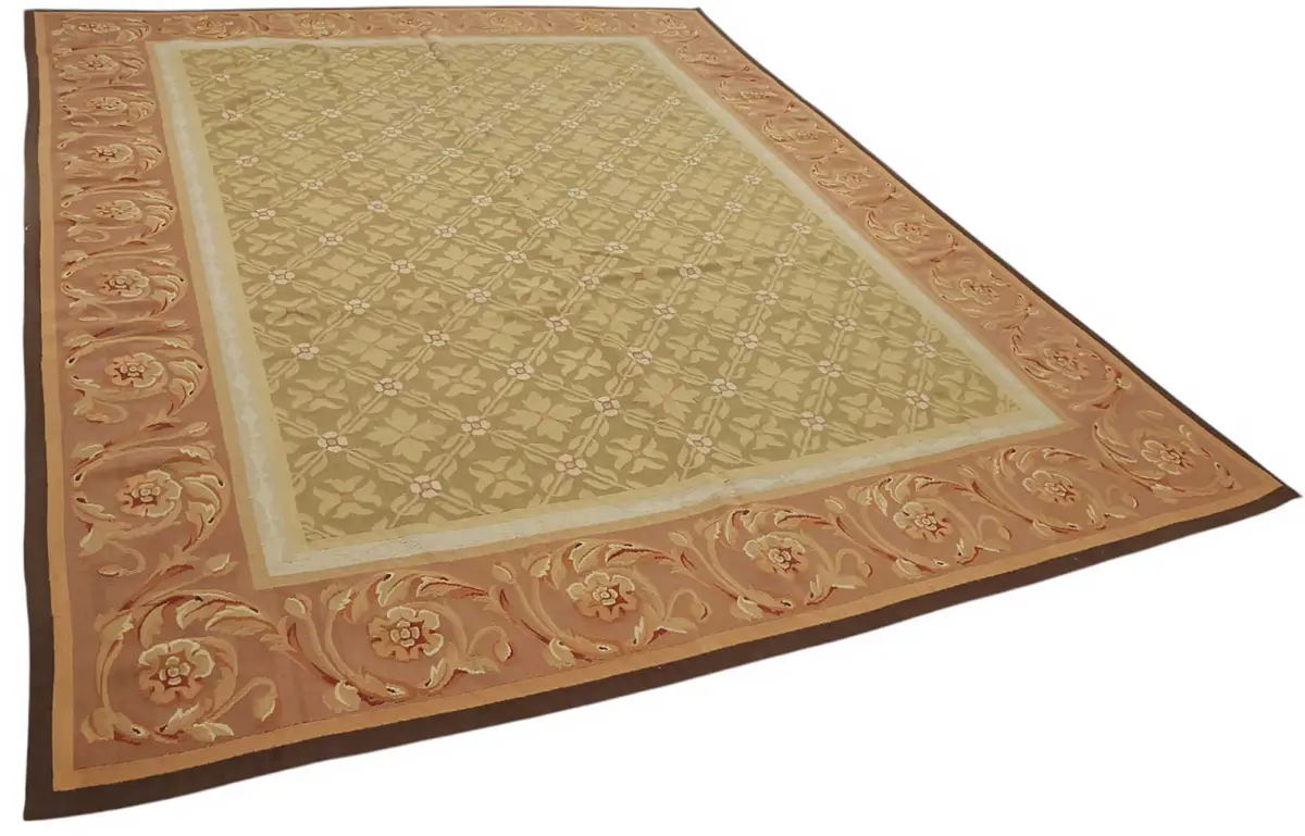 Aubusson Eskitme Bej Pamuk Üzerine Yün El Dokuma Halı-264x353 - Görsel 2