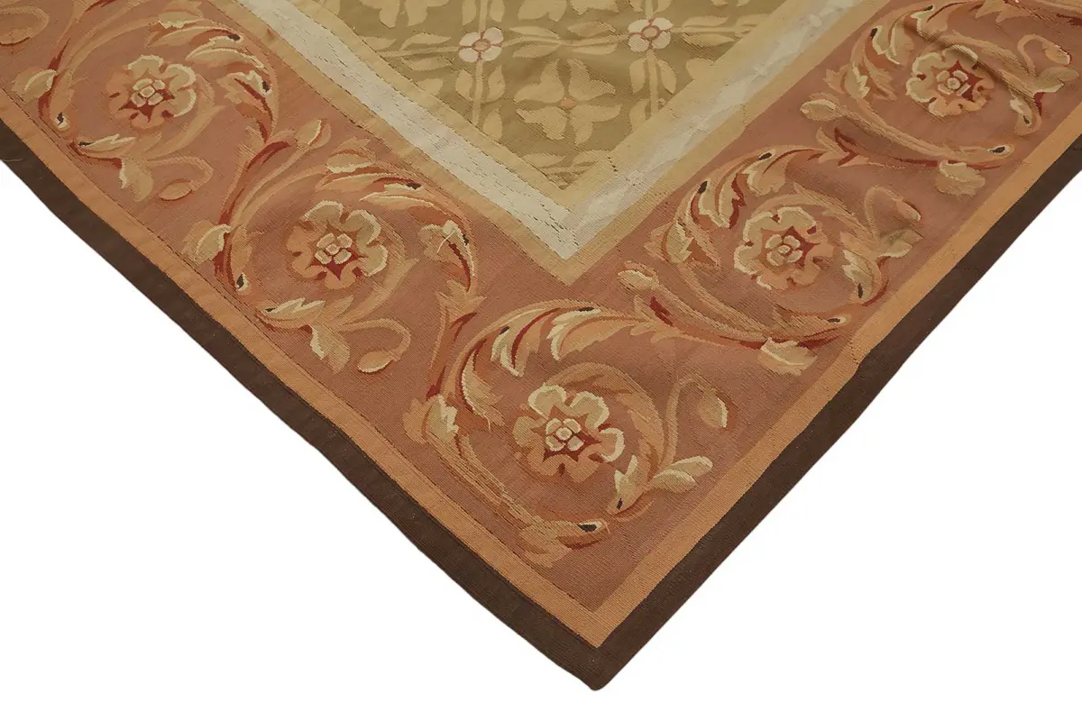 Aubusson Eskitme Bej Pamuk Üzerine Yün El Dokuma Halı-264x353 - Görsel 4