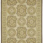 Aubusson Eskitme Bej Pamuk Üzerine Yün El Dokuma Halı-270x370