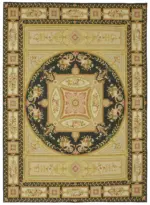 Aubusson Eskitme Bej Pamuk Üzerine Yün El Dokuma Halı-270x375