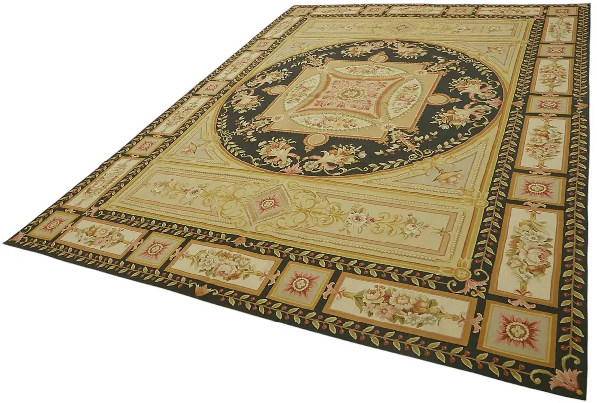 Aubusson Eskitme Bej Pamuk Üzerine Yün El Dokuma Halı-270x375 - Görsel 3