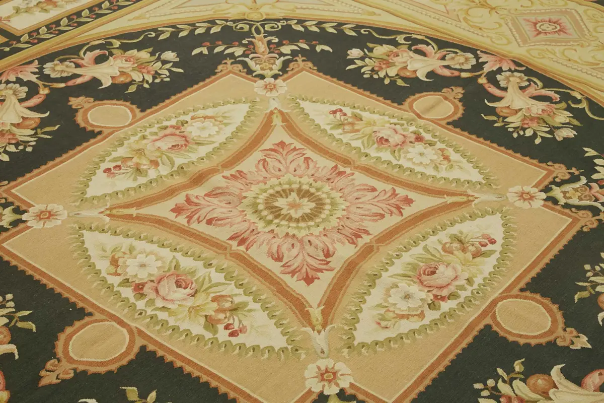 Aubusson Eskitme Bej Pamuk Üzerine Yün El Dokuma Halı-270x375 - Görsel 5