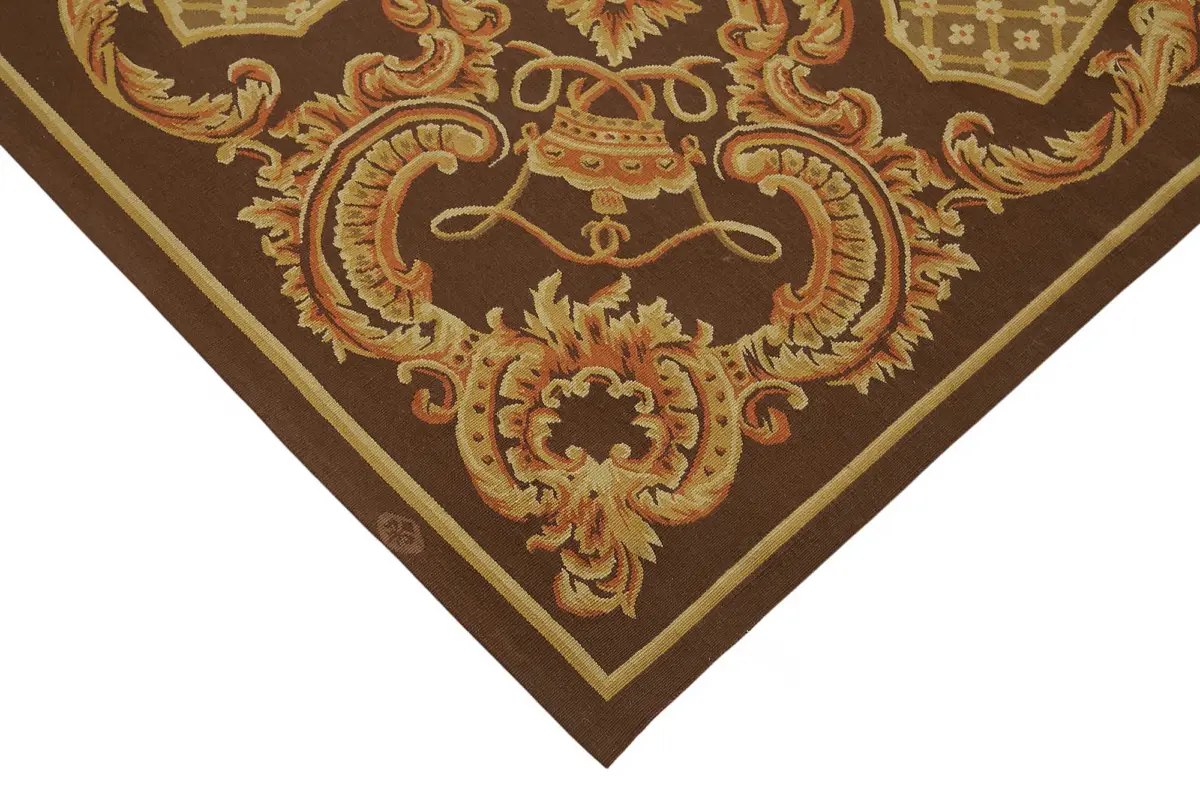 Aubusson Eskitme Bej Pamuk Üzerine Yün El Dokuma Halı-277x356 - Görsel 4