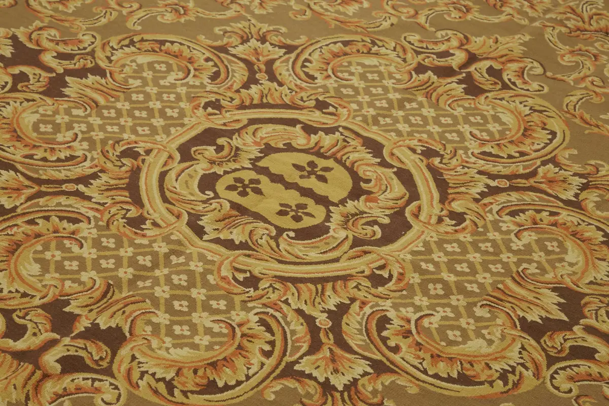 Aubusson Eskitme Bej Pamuk Üzerine Yün El Dokuma Halı-277x356 - Görsel 5