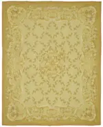 Aubusson Eskitme Bej Pamuk Üzerine Yün El Dokuma Halı-239x300