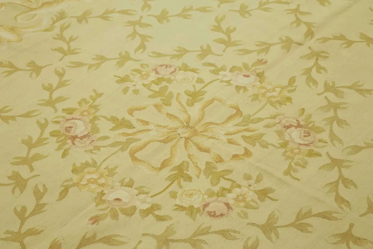 Aubusson Eskitme Bej Pamuk Üzerine Yün El Dokuma Halı-239x300 - Görsel 5